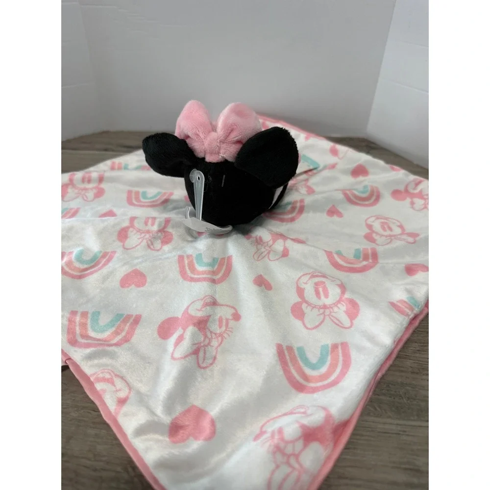Disney Baby Minnie Mouse Security Blanket NoJo Pink Rainbow Lovey NWT 14x14